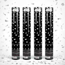 4 Pieces Silver Rectangular Confetti Cannon 30cm - Pack Of 4 Handheld Confetti Launchers For Birthdays, Weddings - Easy Grip - 4 Pcs - View 3