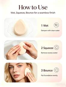 KAI Multi-Shape Makeup Sponge Puff Set, Reusable Soft Makeup Sponges, Square/Rectangular/Teardrop Blending Puffs, Suitable For Foundation, Concealer, Loose Powder Setting, Dry And Wet Use Makeup Tools, Essential Makeup Accessories For Women - Off-white - View 3