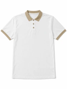 Lookun 休閒 Polo 領短袖寬鬆版型百搭通勤男士短袖 T 恤 春夏款 - 白色 - 查看 6