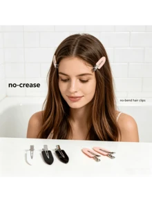 24pcs Seamless No-Crease Duckbill Hair Clips, Suitable For Makeup, Salon Hair Sectioning And Bangs, Black/Pink/White Hair Clips With Gift Box - Random - View 3