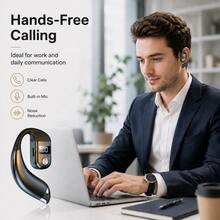 Wireless Single-Ear Hook Headset, 30-Hour Long Battery Life, LED Power Display, 180° Rotatable Hands-Free Microphone, Suitable For Driving, Office, Work, Travel, Universal For Left And Right Ears, 180mAh Battery - View 6