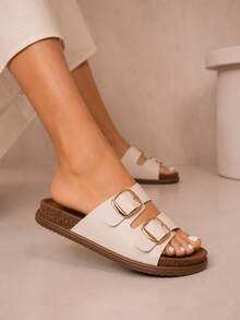Beira Rio Chinelo Feminino  Bohemian  Casual    Confortável Sandália de Verão Birken  Cortiça  Praia  Férias  Ar livre    Fivela Dupla Ajustável - Off White - Visão 4