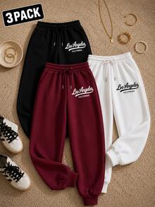 Women Sweatpants - Black, White, Wine - View 1