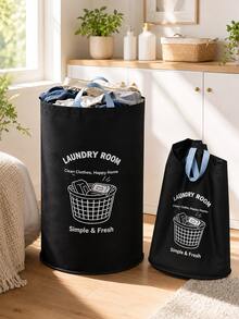 Large Foldable Laundry Basket Set, Printed Pattern, Suitable For Bedroom, Dormitory And Bathroom Storage, Laundry Basket - Multicolor - View 3