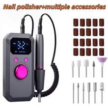 Mesin Kikir Kuku Elektrik Isi Ulang 20.000 RPM, Alat Profesional Portabel untuk Akrilik, Gel Kuku, dan Pemolesan, Termasuk 11 Mata Bor Kuku dan 20 Pita Amplas, Desain Nirkabel, Alat Berkecepatan Tinggi Cocok untuk Salon dan Penggunaan di Rumah, Hadiah Luar Biasa untuk Wanita - A - View 11