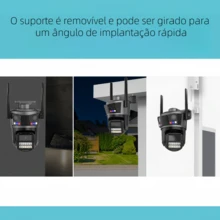 Câmera de vigilância sem fio Wi-Fi de três telas visão noturna colorida HD 8 MP controle por celular - Preto - Visão 5