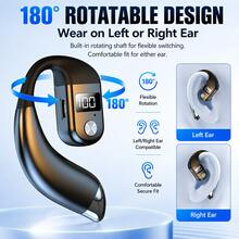 Wireless Single-Ear Hook Headset, 30-Hour Long Battery Life, LED Power Display, 180° Rotatable Hands-Free Microphone, Suitable For Driving, Office, Work, Travel, Universal For Left And Right Ears, 180mAh Battery - View 4