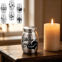 Stainless Steel Small Pet Urn Paw Bird Heart Tree Pattern Pet Cremation Keepsake Urn Memorial Ash Holder Container Jar For Dogs - Multicolor - View 1