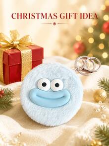 Plush Smiling Face Keychain Portable Mirror, Double-Sided Folding Pocket Makeup Mirror With Metal Clip, Cute Fluffy Bag Charm, Suitable For Handbags, Backpacks, School, Travel And Quick Touch-Ups, 7 Colors - Multicolor - View 12