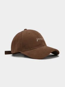 1pc Minimalist Embroidered Baseball Cap, Unisex Adjustable Casual Curved Brim Dad Hat, Classic Solid Color Design, Suitable For Outdoor Travel - A - View 12
