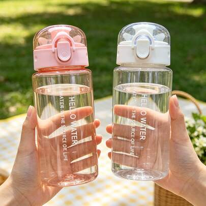 1 buah Botol Minum Anak 550ml dengan Skala, Desain Kartun Lucu, Anti Jatuh dengan Tali Peng carrying, Gelas Minum Portabel Anti Bocor untuk Taman Kanak-kanak, Botol Minum Olahraga Musim Panas