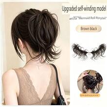 Self-Wrapable Sculptable High Crown Ponytail Hair Extension For Women, Volumizing Invisible Clip-In Hairpiece - Dark Brown - View 9