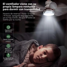Foco Ventilador de Techo con Luz LED Casaluz, Lámpara Ventilador 2 en 1 con Diseño Premium Tipo Cristal, Control Remoto, Temporizador, 3 Velocidades, Iluminación Ajustable 40W, para Dormitorio, Cocina, Baño y Garaje - Blanco - Ver 6
