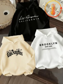 3pcs-Tween Boy 3 Pieces Set Fun Print Pullover Sweatshirt, Warm And Comfortable Thermal-Lined Pullover Pullover Sweatshirt For Autumn/Winter - Black - View 11