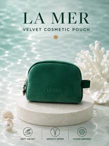 La Mer 圓形化妝包,13.5*10cm,單件販售,獨特撞色,拉鍊便攜,適合日常收納、出行攜帶 - La Mer 圓形化妝包 - 查看 2