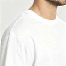 Men Oversized Cotton Short‑Sleeve Tee, Modern Retro Vibe,Back Minimal Blue Yellow Block Text Graphic Print Casual T‑Shirt - White - View 6
