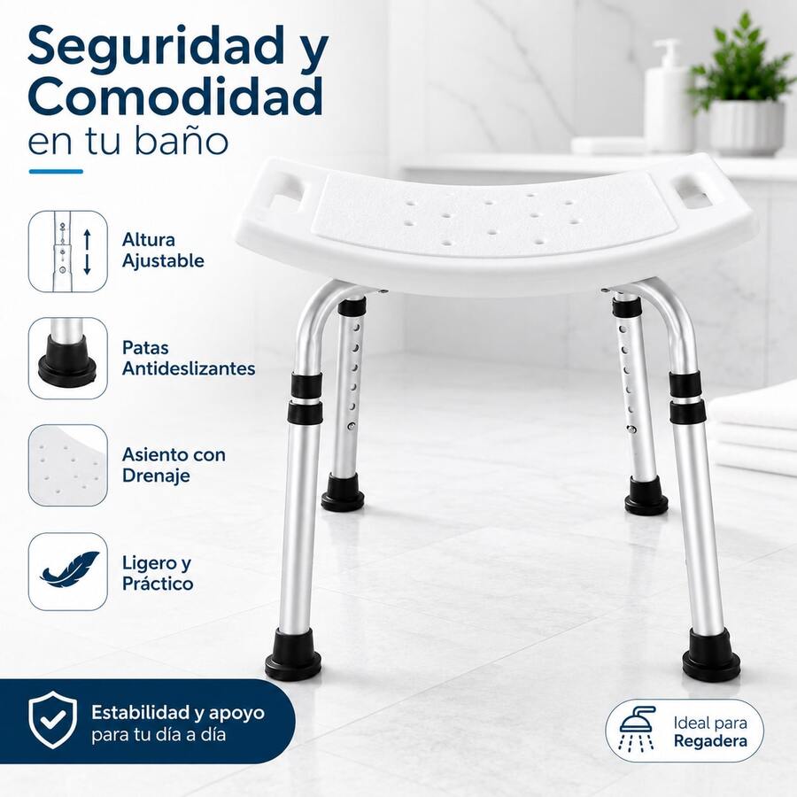 Shower Stool For Seniors With Adjustable Height, Compatible With Bathroom Shower Seats - 1 - View 1