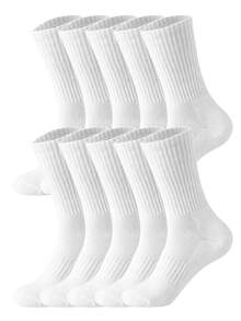 1/5/10/20 Pairs Men's Thick Comfortable Sports Socks, Ribbed Cushioned Mid-Calf Socks, Heavy-Duty Workout Fitness Training Athletic Socks, Suitable For Daily Wear - Multicolor - View 17