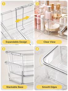 12/8/7/6/4/3/1pc Transparent Desktop Drawer Storage Box, Suitable For Organizing Small Items, Ideal For Cosmetics, Makeup Tools And Accessories, Also For Stationery And Daily Supplies Classification Storage, Suitable For Student Dorm, Room Decor And Desktop Storage - Multicolor - View 4