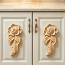 2pcs Solid Wood Carved Rose Decals, Home Decorations, Woodworking Supplies, Suitable For Cabinets, Doors And Windows, Furniture, Background Walls, Porches, Offices And Other Decorations, Holiday Decorations, DIY Decorations. - Multicolor - View 7