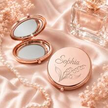 1pc Personalized Customized Round Folding Makeup Mirror, Portable Double-Sided High-Definition Travel Mirror, Metal Vintage Frame Design, Supports Name Letter Floral Pattern Customization, Exquisite Compact Travel Makeup Mirror, Girls Beauty Mirror, Wedding Bridesmaid Gift, Birthday Gift, Anniversary Gift, Elegant Minimalist Style Desktop Mirror, Daily Makeup Storage Accessory - Multicolor 1 - View 6
