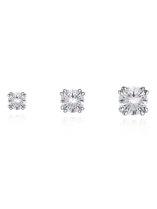 EleRunis 1pc Moissanite 925 Sterling Silver Classic 4-Prong Flat Back Cartilage Spiral Piercing Earring, Wedding Daily Wear Bridal Jewelry - Silver - View 7
