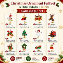601PCS Christmas Hanging Ornaments Large Building Blocks Set, 12 Styles Included, Santa Reindeer Snowman Train Wreath Tree Decorations, Hang Or Display Holiday Home Decor, Sold As One Set - Multicolor - View 9