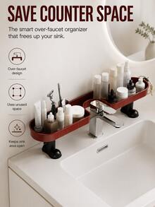 Vertical Faucet Storage Rack No Drilling Bathroom Sink Organizer Shelf Cosmetic Storage Rack Washbasin - View 11