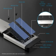 Dual M.2 SSD Enclosure With Offline Clone,20Gbps USB-C For NVMe/AHCI,Tool-Free,8TB Expansion (4TB X 2) - UK Plug(220-240V) - View 7