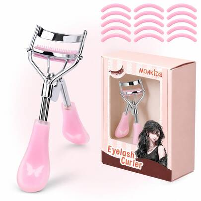 Butterfly Pattern Eyelash Curler With Comb Teeth, Wide-Angle Arc Fits Eye Shape, Easily Curl Eyelashes Into Sun-Flower Shape. Non-Slip Silicone Handle For Comfortable Grip, Spring Structure For Effortless Pressing. Comes With Replaceable Silicone Pads, Durable And Gentle On Eyelashes, Beginner-Friendly, Portable For Daily Makeup And Travel, Create Lively Beautiful Eyelashes