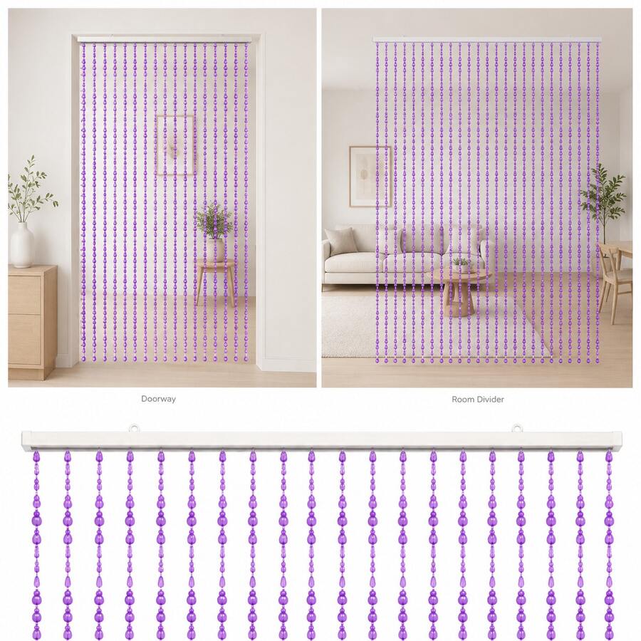 Decorative Acrylic Bead Curtain 90x180cm, Random Color Doorway Decor - Multicolor - View 1