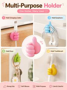 20pcs Cartoon Hand-Shaped Silicone Cable Clips, Creative Charging Cable Organizer, Desktop Data Cable Storage Fixing Clips, Phone Charging Cable Management Hooks, Earphone Cable Earbud Cable Organizer Accessories, Multi-Functional Cable Storage Tool, Suitable For Office, Bedroom, Car, Home Desktop Organization, Battery-Free Portable Cable Management Tool - Multicolor - View 4