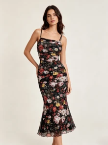 Women Midi Dresses - Black - View 5