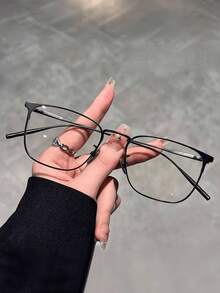 1/2 Pairs Men's Ultra-Light Pure Titanium Alloy Eyeglass Frames, Can Be Fitted With Lenses, Large Face Friendly, One-Piece Metal Titanium Frame, Oversized Glasses - Gunmetal - View 3
