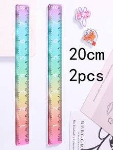 Gradient Rainbow Ruler, Rainbow Color Acrylic Plastic Straight Ruler, Precise Measuring Tool, Suitable For Students, Teachers, Office Workers, Large Number Display Clear, Perfect For Precise Drawing And Measuring In Schools And Offices, Back To School Essential, Gift For Teachers And Students - Multicolor - View 14