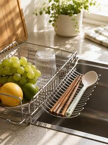 2/1pc Stainless Steel Dish Drying Rack, Stainless Steel Dishcloth Holder, Extra Wide Temporary Storage And Drying Rack, Household Cleaning Storage Rack And Basket - Multicolor - View 11