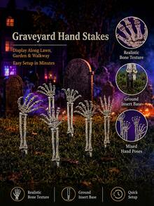 Dekorasi Halloween: Tengkorak Tangan Realistis, Tulang, Hiasan Halaman Halloween, Properti Kostum Halloween, Warna Acak - MultiWarna - View 1