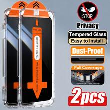 CASECOPS 2片裝疏油層防偷窺鋼化玻璃螢幕保護貼，附自動對位套件，適用 17 Pro Max/17e/17 Air/17/16 Pro Max/16/16e/15 Pro/15/14/13/12/11/Plus/Mini/X/XR/XS Max，隱私螢幕保護貼，9H 鋼化玻璃，防刮、防指紋，動態島全螢幕覆蓋 - 2個 - 查看 35