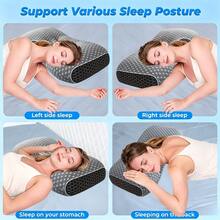 Contour Pillow,Bed Pillow,Neck Support Pillow,Ergonomic Contour Design For Side, Back & Stomach Sleepers – Breathable, Washable Covers, Ergonomic Cervical Pillow For Neck Support, Ultra Comfort Neck Support Pillow For Cozy Sleeping - Grey - View 8