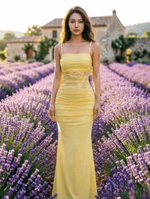 Women Midi Dresses - Pale Yellow - View 3