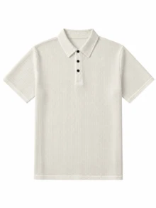 Lookun Men's Polo Shirt, Polo Collar, Short Sleeve, Knit, Loose Straight Fit, Casual Top, Spring/Summer - White - View 6