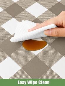 Thickened PEVA Rectangular Disposable Tablecloth, Waterproof And Oil-Proof, Plaid And Solid Color Options, Suitable For Birthday Party, Picnic, Wedding, Banquet, Home Dining Table Decoration, 9 Colors Available - Khaki Plaid - View 7