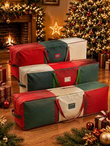 1 buah Tas Penyimpanan Pohon Natal Ekstra Besar, Tahan Air, Tahan Lama, Kotak Penyimpanan Pohon Natal Buatan yang Dapat Dilepas, Tas Penyimpanan Dekorasi Liburan Tahan Debu dan Lembap, Dengan Kantong Label, Ritsleting Ganda, dan Pegangan yang Diperkuat - MultiWarna - View 1