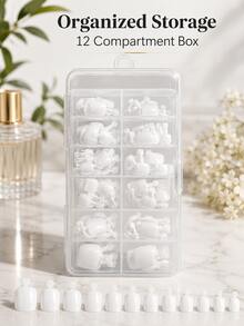 120pcs Bright White Wearable Toenail Tips, 12 Sizes/Box, Full Coverage Short Square Acrylic Artificial Toenails, Suitable For Women And Girls Nail Stickers, Applicable For Various Occasions, White Manicure, Nail Care Products - Youthful and Stylish Style - View 3