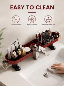 Vertical Faucet Storage Rack No Drilling Bathroom Sink Organizer Shelf Cosmetic Storage Rack Washbasin - View 7