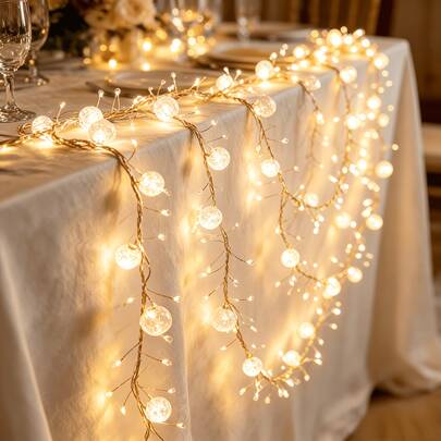 60/100pcs Lampu Hias LED Bentuk Bola Retak, Lampu Peri Berlian Berbintang, Lampu Dekoratif Gaya Nordik untuk Suasana Hangat Natal, Pernikahan, Pesta, Wisuda, Dekorasi Dalam Ruangan Rumah