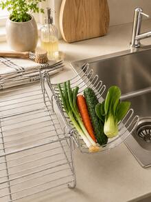 2/1pc Stainless Steel Dish Drying Rack, Stainless Steel Dishcloth Holder, Extra Wide Temporary Storage And Drying Rack, Household Cleaning Storage Rack And Basket - Multicolor - View 9