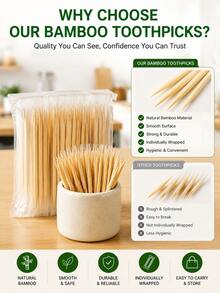 1000pcs/Pack, Individually Wrapped Disposable Bamboo Skewers, Portable Bamboo Skewers, Home Party Bamboo Skewers - Multicolor - View 3