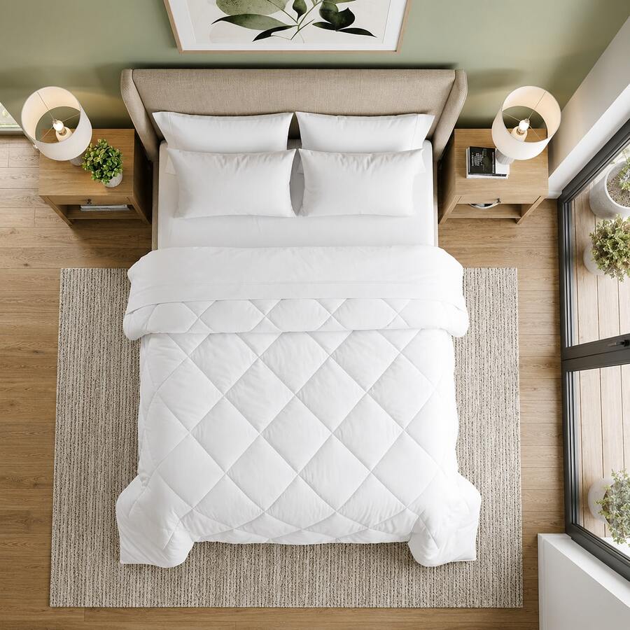 Ultra Soft Quilted Duvet – Lightweight All-Season Comforter With Diamond Stitching, Cozy Machine Washable Bedding For Bedroom, Home, Hotel & Dorm - White - View 1