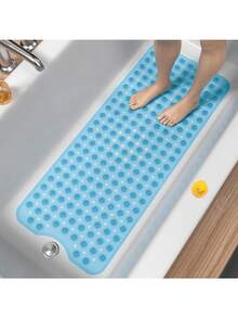 1pc Extra Long Non-Slip Bathtub Mat With Drainage Holes And Suction Cups, Soft Foot Feel, Machine Washable, Bathroom Shower Mat, Suitable For Home, Hotel And Car Travel, Multiple Colors Available - Multicolor - View 18